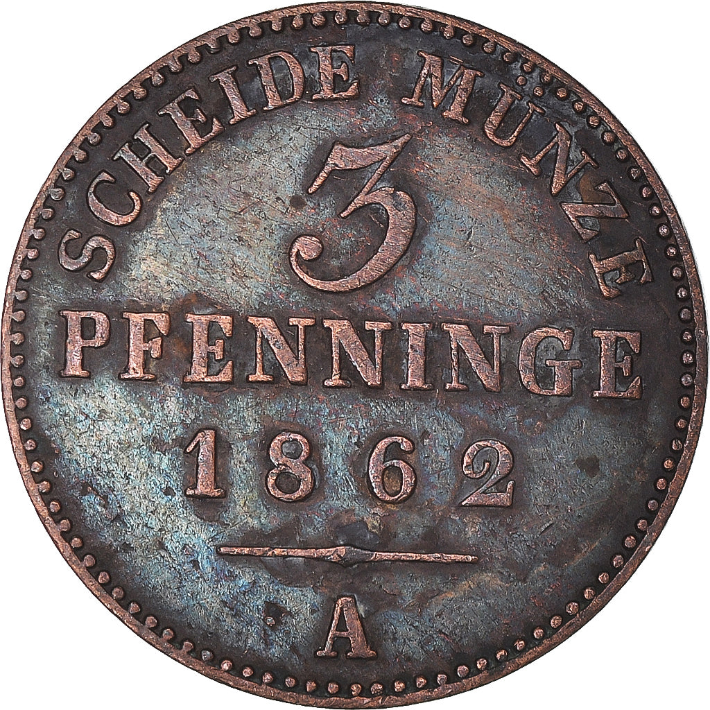Coin, German States, 3 Pfennig, 1862