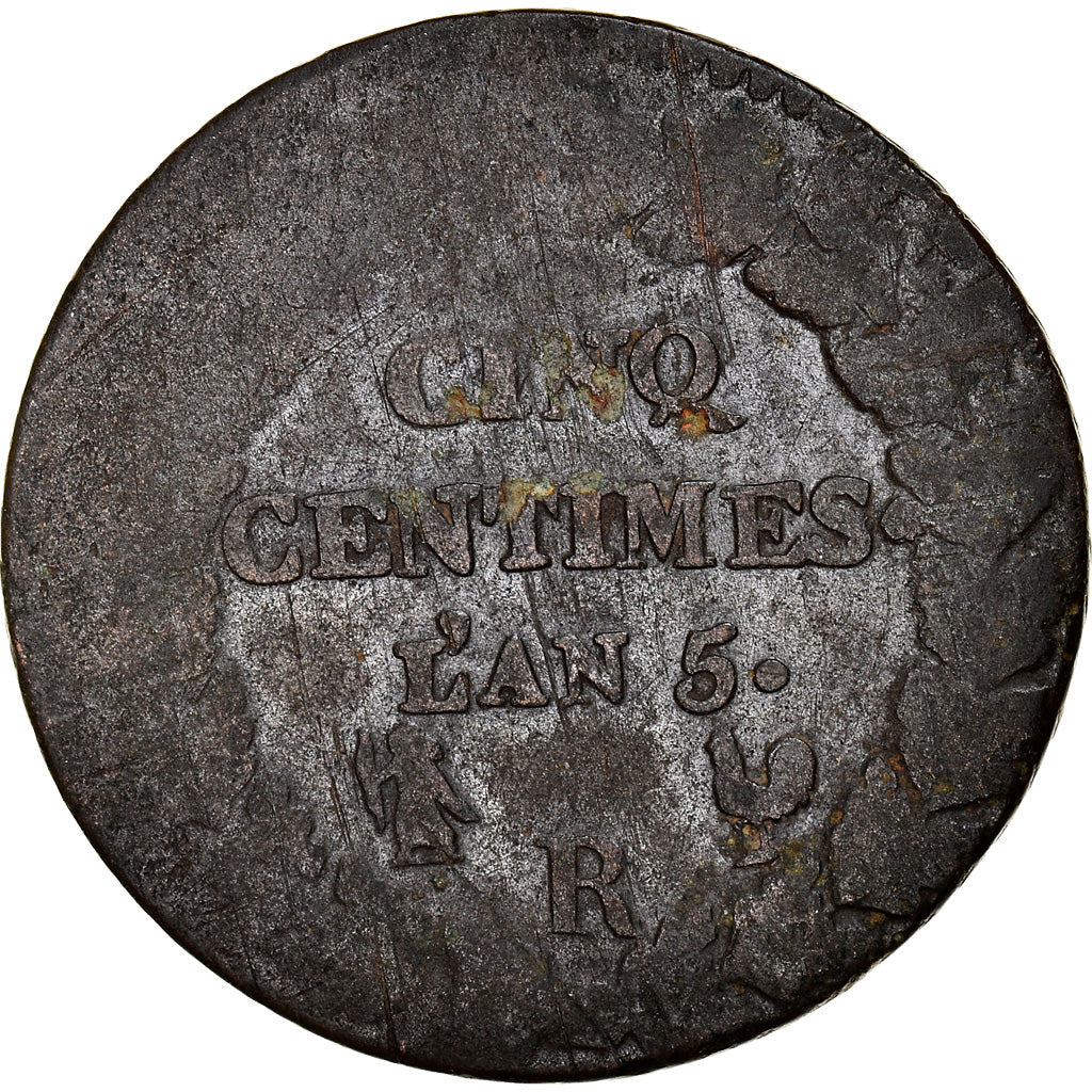 Coin, France, Dupré, 5 Centimes, Charles-Pierre de l'Espine, AN 5, Orléans