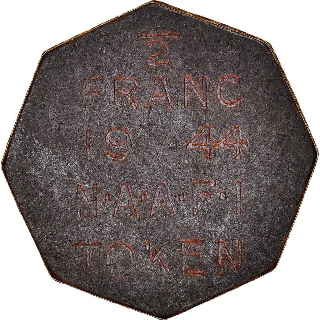Great Britain, 1/2 Franc, Octagonal NAAFI Token, 1944, Jeton militaire