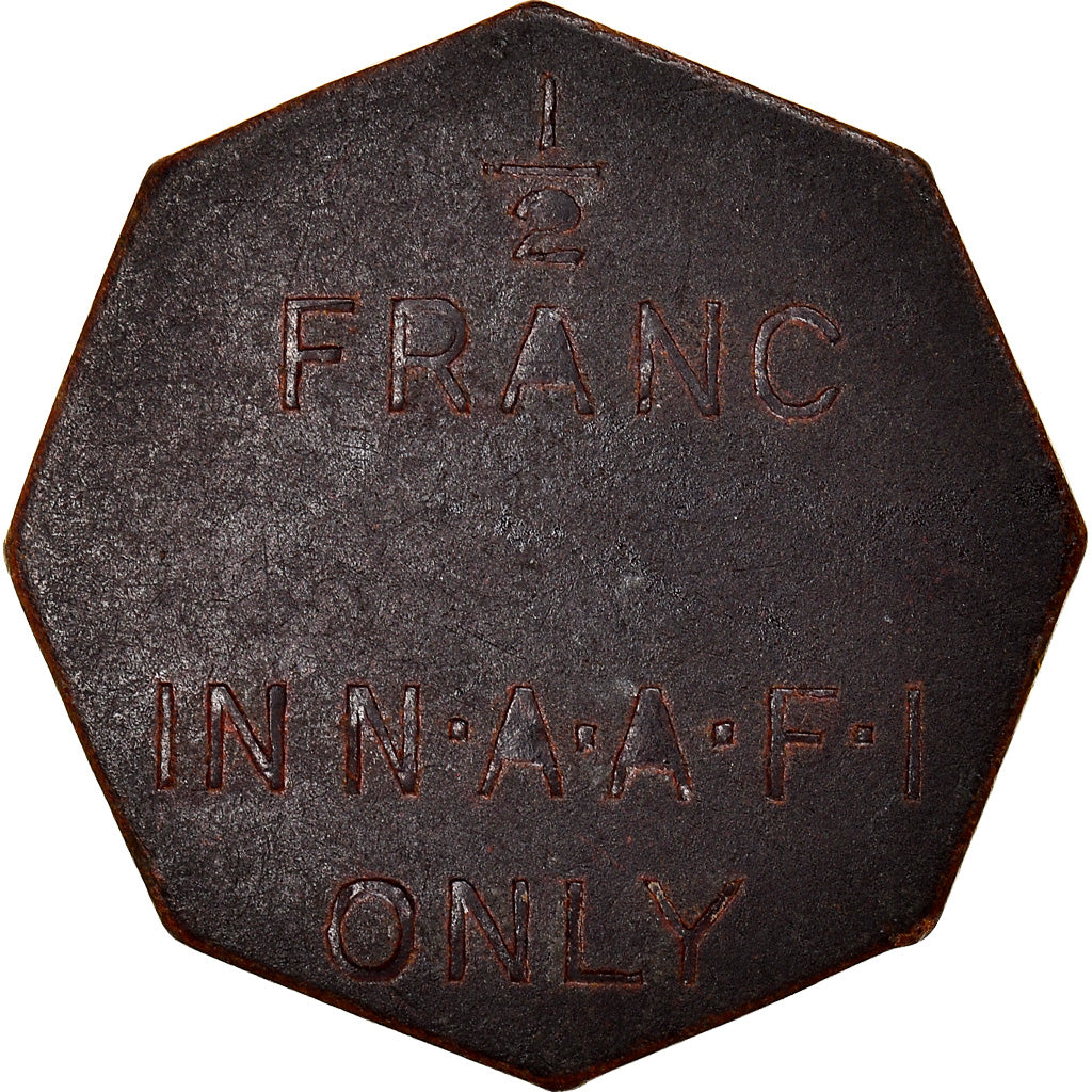 Great Britain, 1/2 Franc, Octagonal NAAFI Token, 1944, Jeton militaire