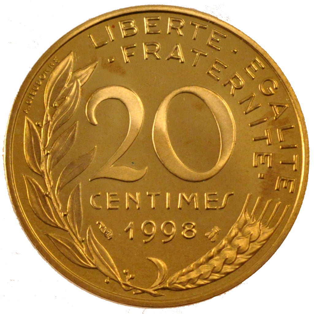 Coin, France, Marianne, 20 Centimes, 1998, Paris, MS(65-70), Aluminum-Bronze