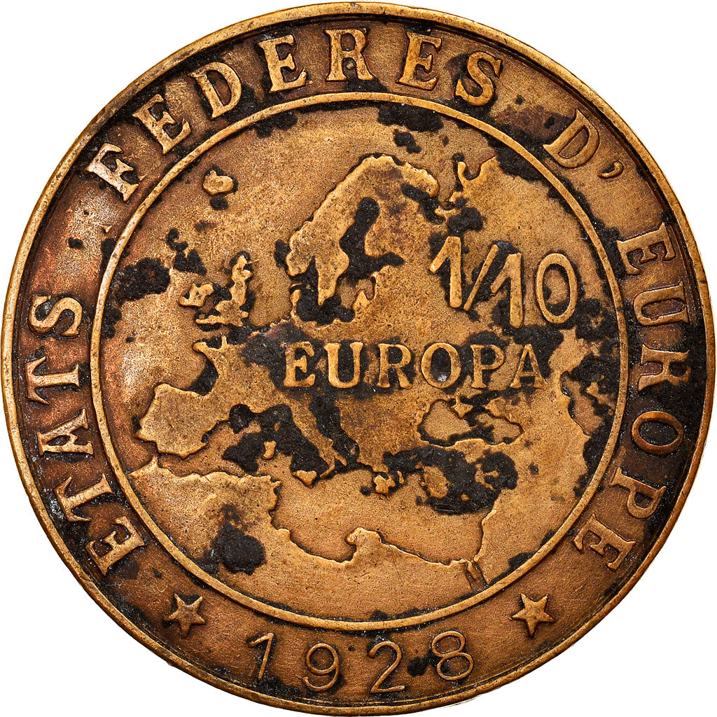 France, Token, Etats Fédérés d'Europe, Louis Pasteur, 1928, VF(30-35), Copper