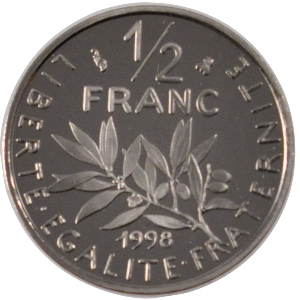 FRANCE, Semeuse, 1/2 Franc, 1998, Paris, KM #931.1, MS(63), Nickel, 19.5,...