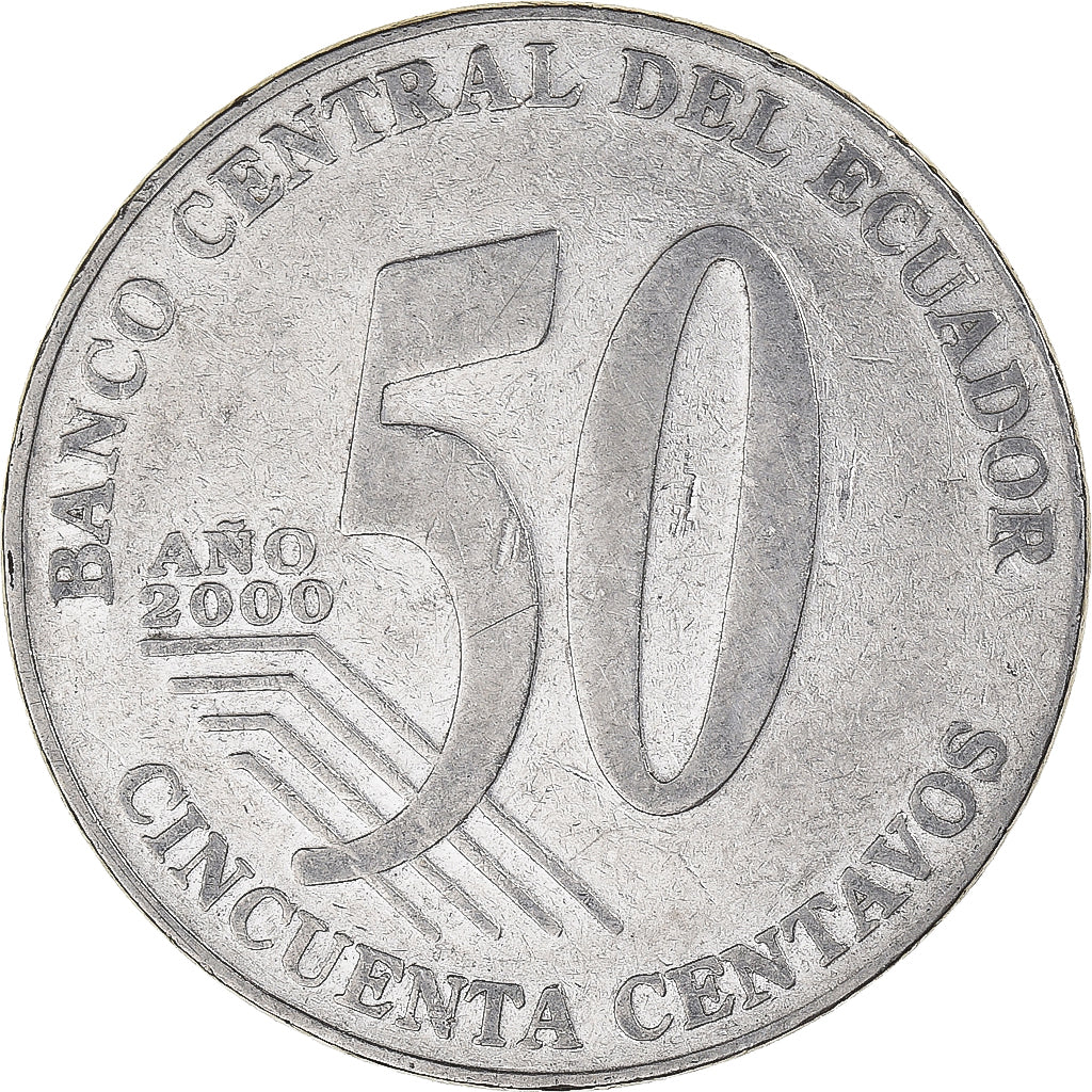 Monnaie, Équateur, 50 Centavos, Cincuenta, 2000