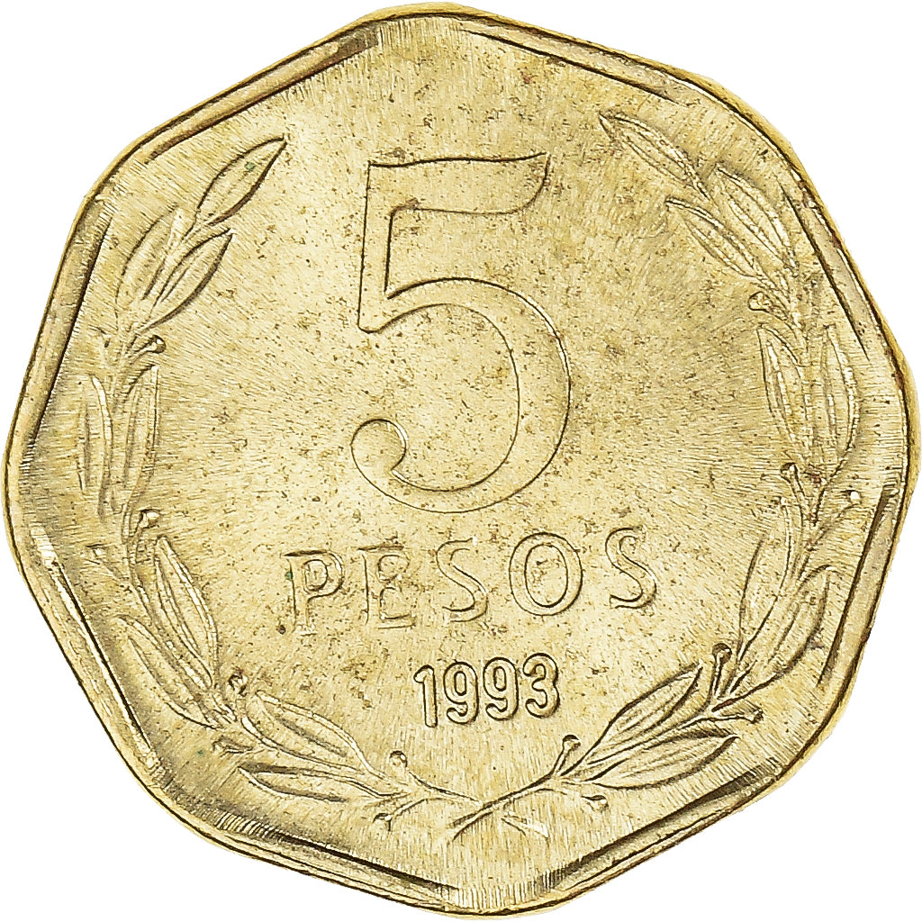 Monnaie, Chili, 5 Pesos, 1993