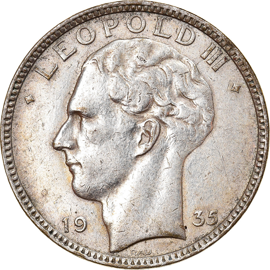 Coin, Belgium, 20 Francs, 20 Frank, 1935, VF(20-25), Silver, KM:105
