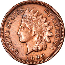 Coin, United States, Indian Head Cent, Cent, 1890, U.S. Mint, Philadelphia