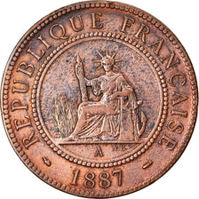 Moneta, INDOCINA FRANCESE, Cent, 1887, Paris, MB+, Bronzo, KM:1