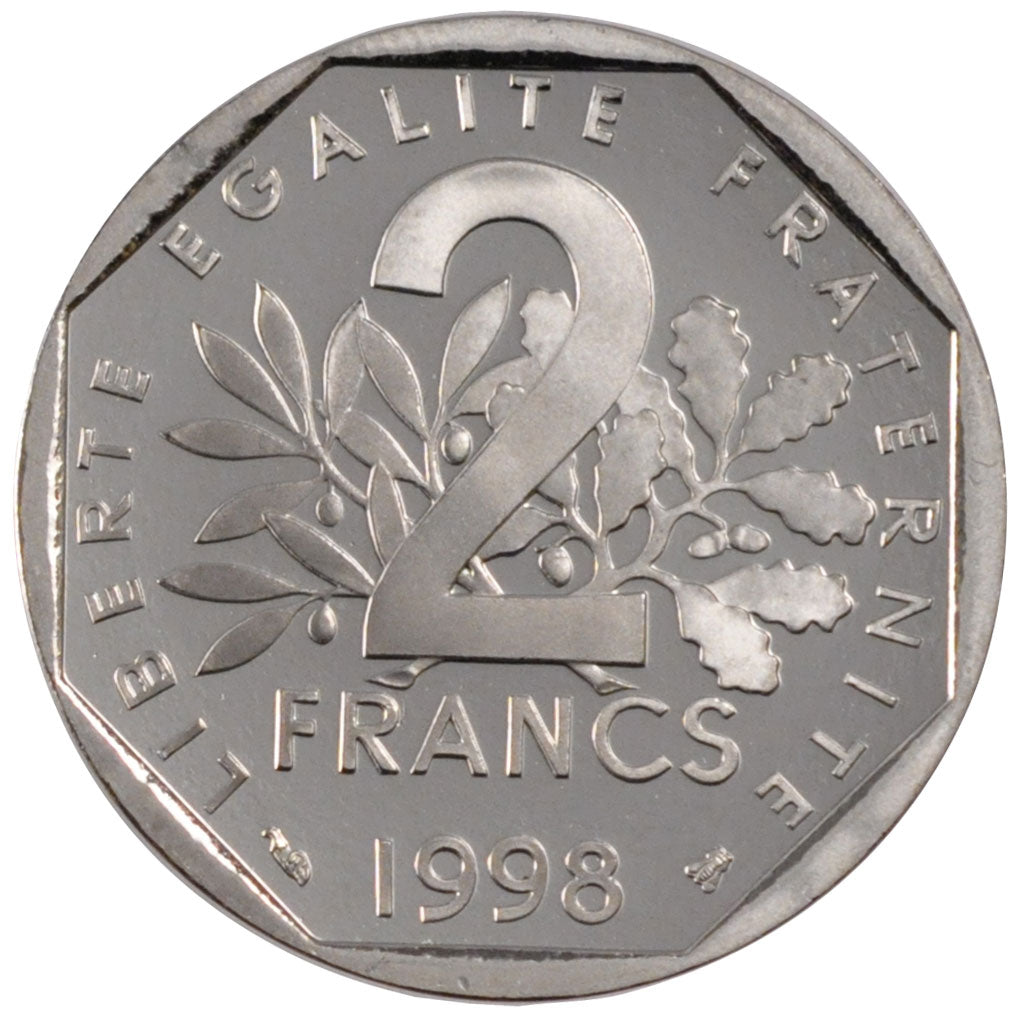 FRANCE, 2 Francs, 1998, MS(63), Nickel, Gadoury #547b, 7.50