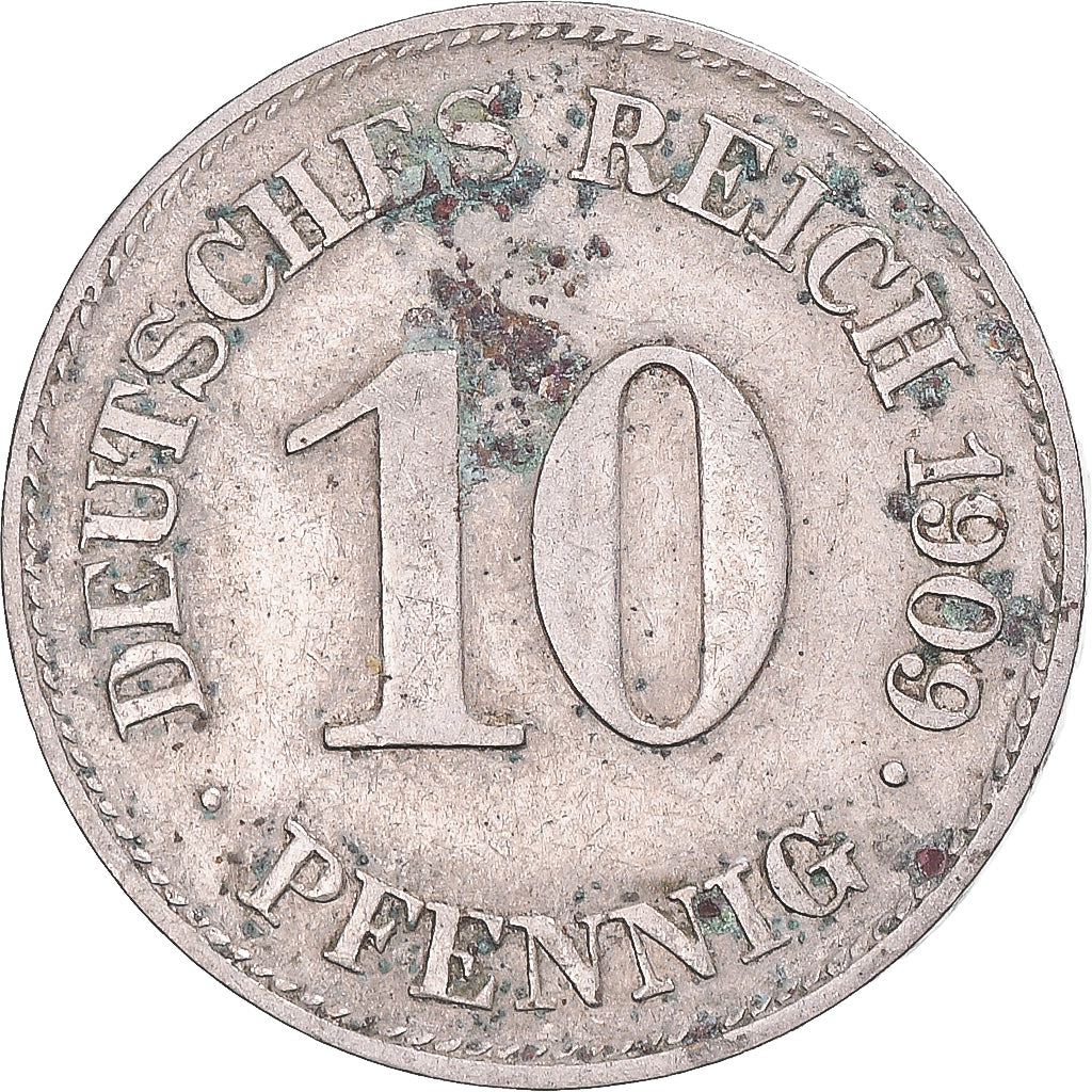 Moneta, Germania, 10 Pfennig, 1909