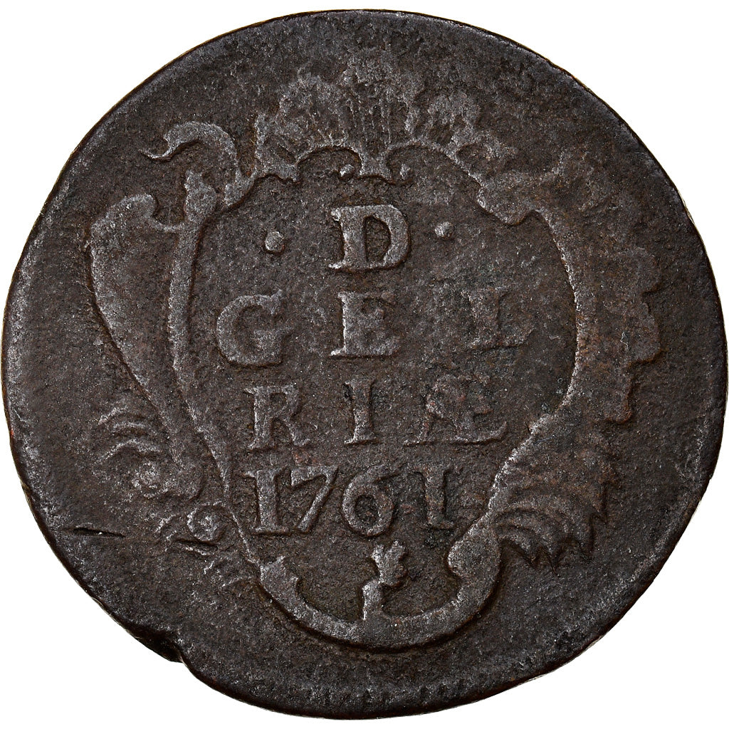 Coin, Netherlands, GELDERLAND, Duit, 1761, VF(20-25), Copper, KM:93