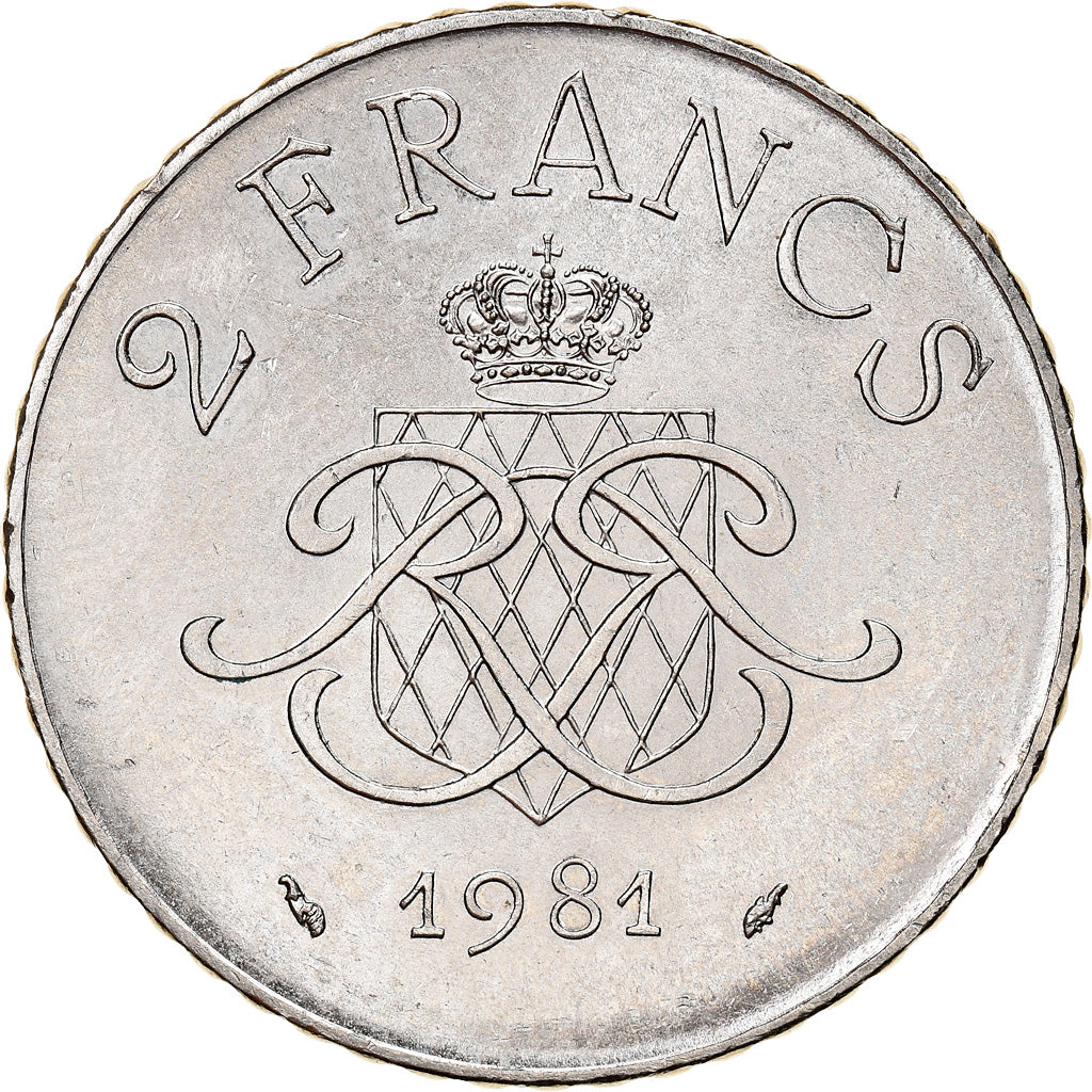 Coin, Monaco, Rainier III, 2 Francs, 1981, AU(55-58), Nickel, KM:157