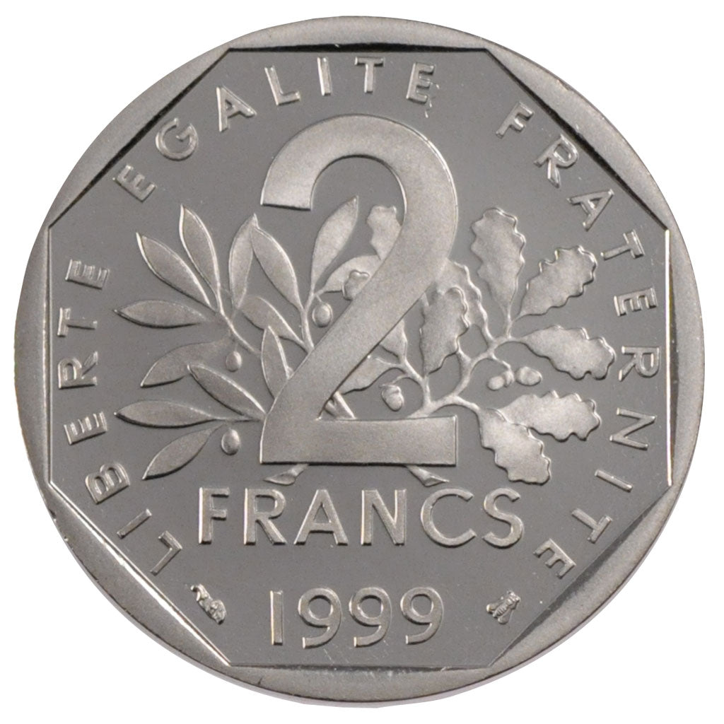 FRANCE, Semeuse, 2 Francs, 1999, KM #942.1, MS(65-70), Nickel, 26.5, Gadoury...