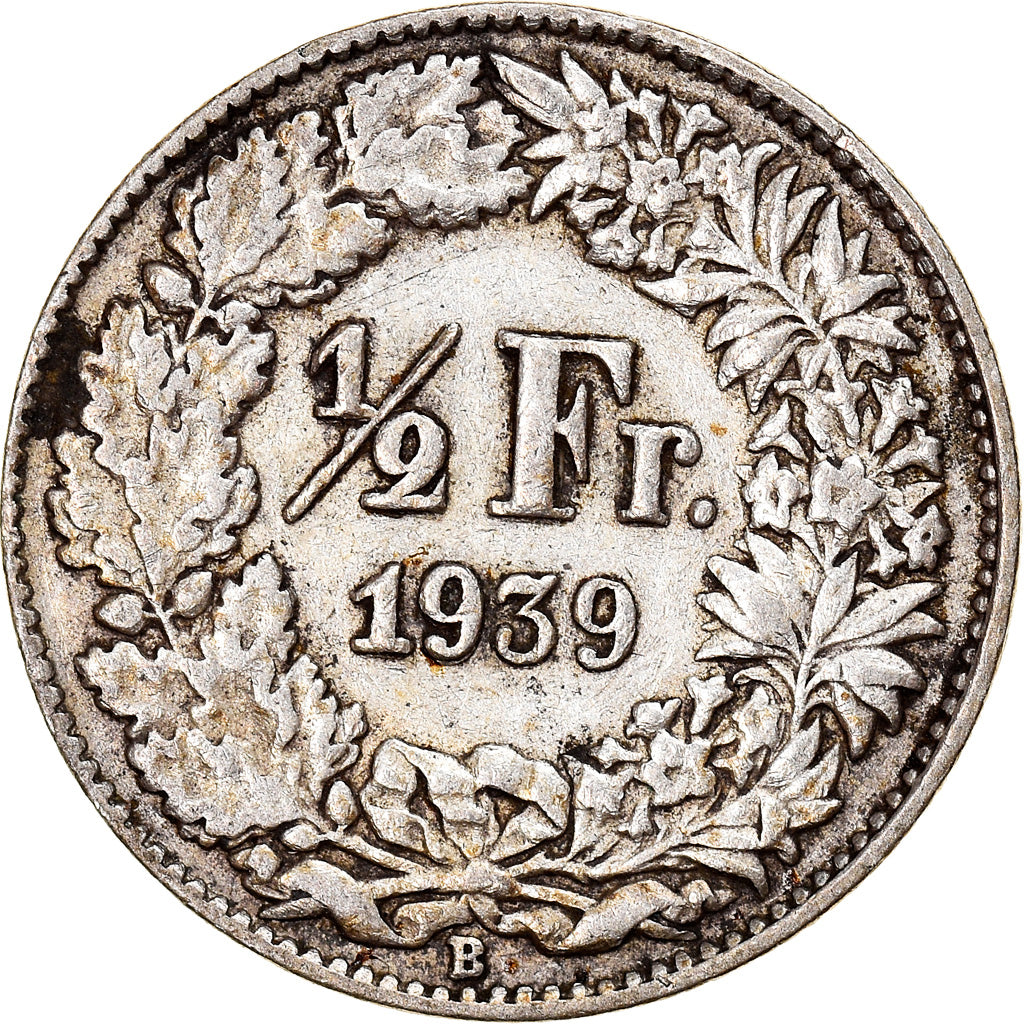 Coin, Switzerland, 1/2 Franc, 1939, Bern, EF(40-45), Silver, KM:23