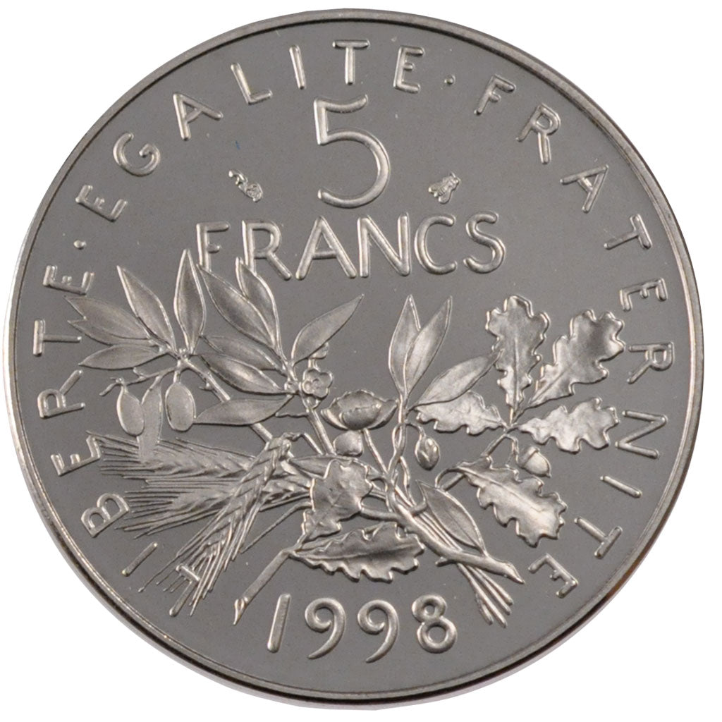 FRANCE, Semeuse, 5 Francs, 1998, Paris, KM #926a.2, MS(65-70), Nickel Clad...