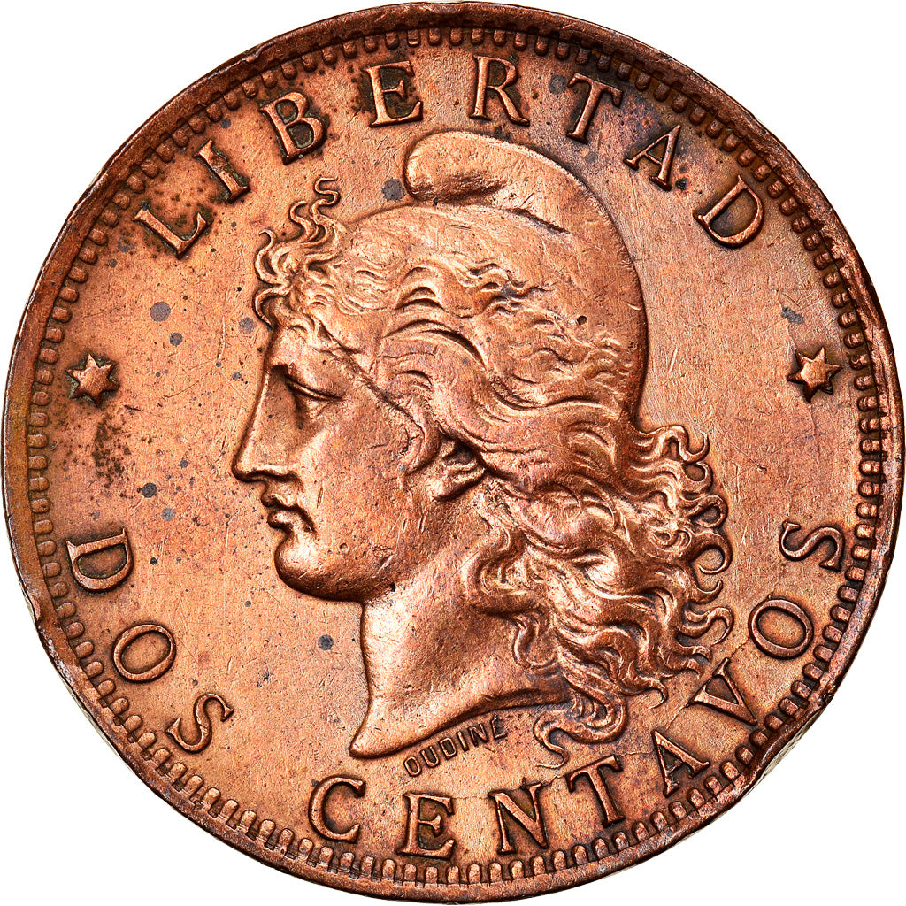 Coin, Argentina, 2 Centavos, 1893, EF(40-45), Bronze, KM:33