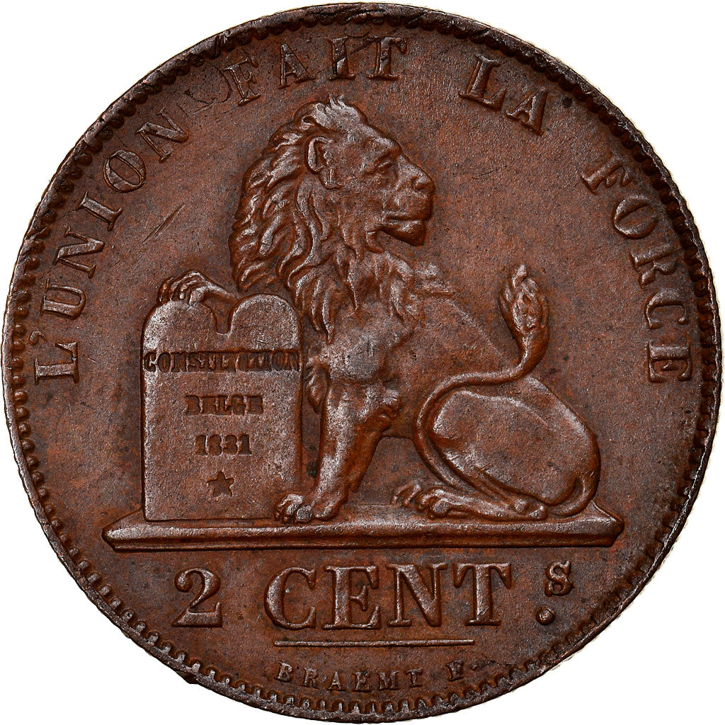 Moneta, Belgio, Leopold I, 2 Centimes, 1862, Bruxelles, BB, Rame, KM:4.2