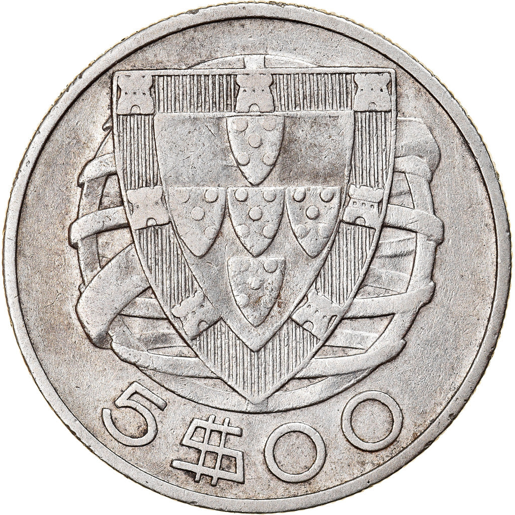 Coin, Portugal, 5 Escudos, 1932, Lisbon, EF(40-45), Silver, KM:581