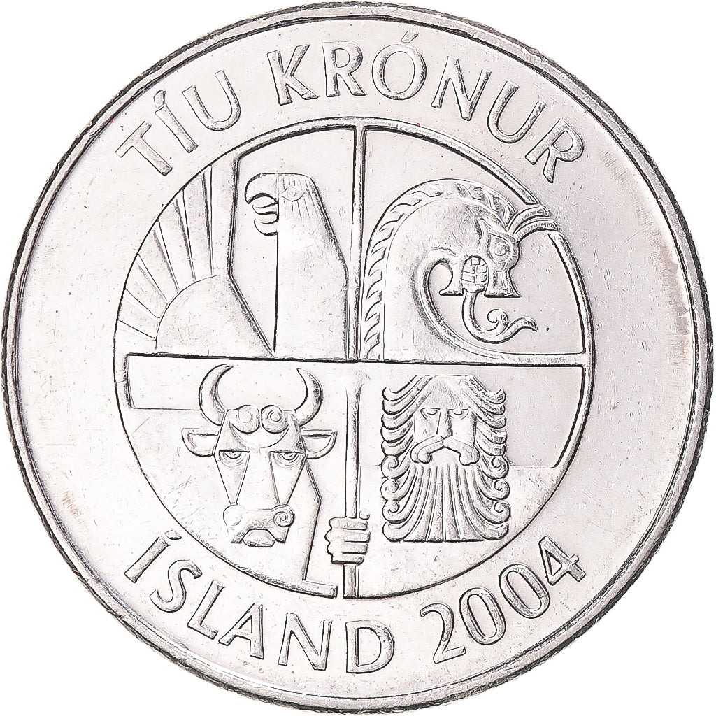 Coin, Iceland, 10 Kronur, 2004