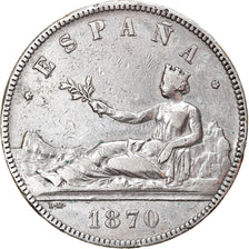 Moneda, España, Provisional Government, 5 Pesetas, 1870, Madrid, BC+, Plata