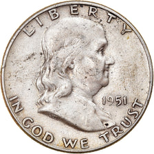 Coin, United States, Franklin Half Dollar, Half Dollar, 1951, U.S. Mint