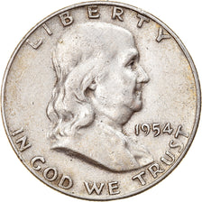 Coin, United States, Franklin Half Dollar, Half Dollar, 1954, U.S. Mint, Denver
