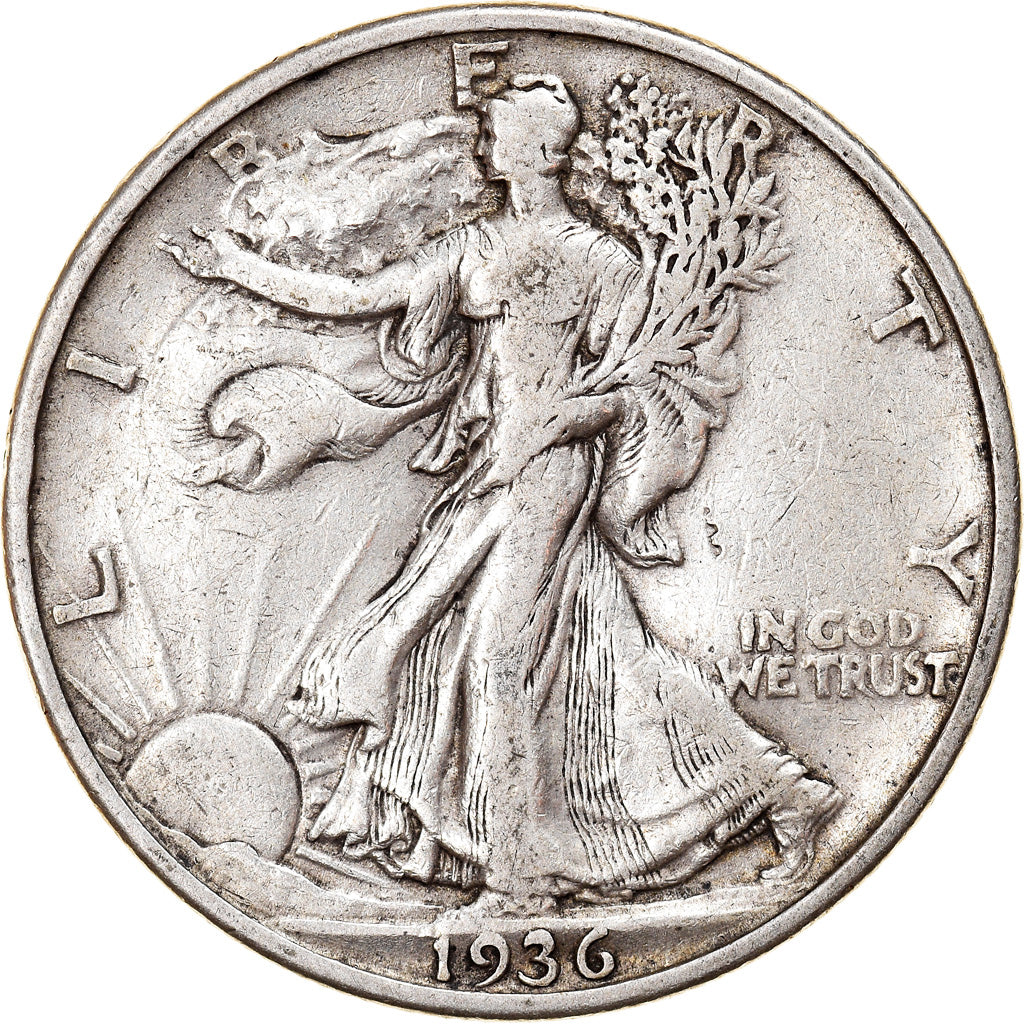 Coin, United States, Walking Liberty Half Dollar, Half Dollar, 1936, U.S. Mint
