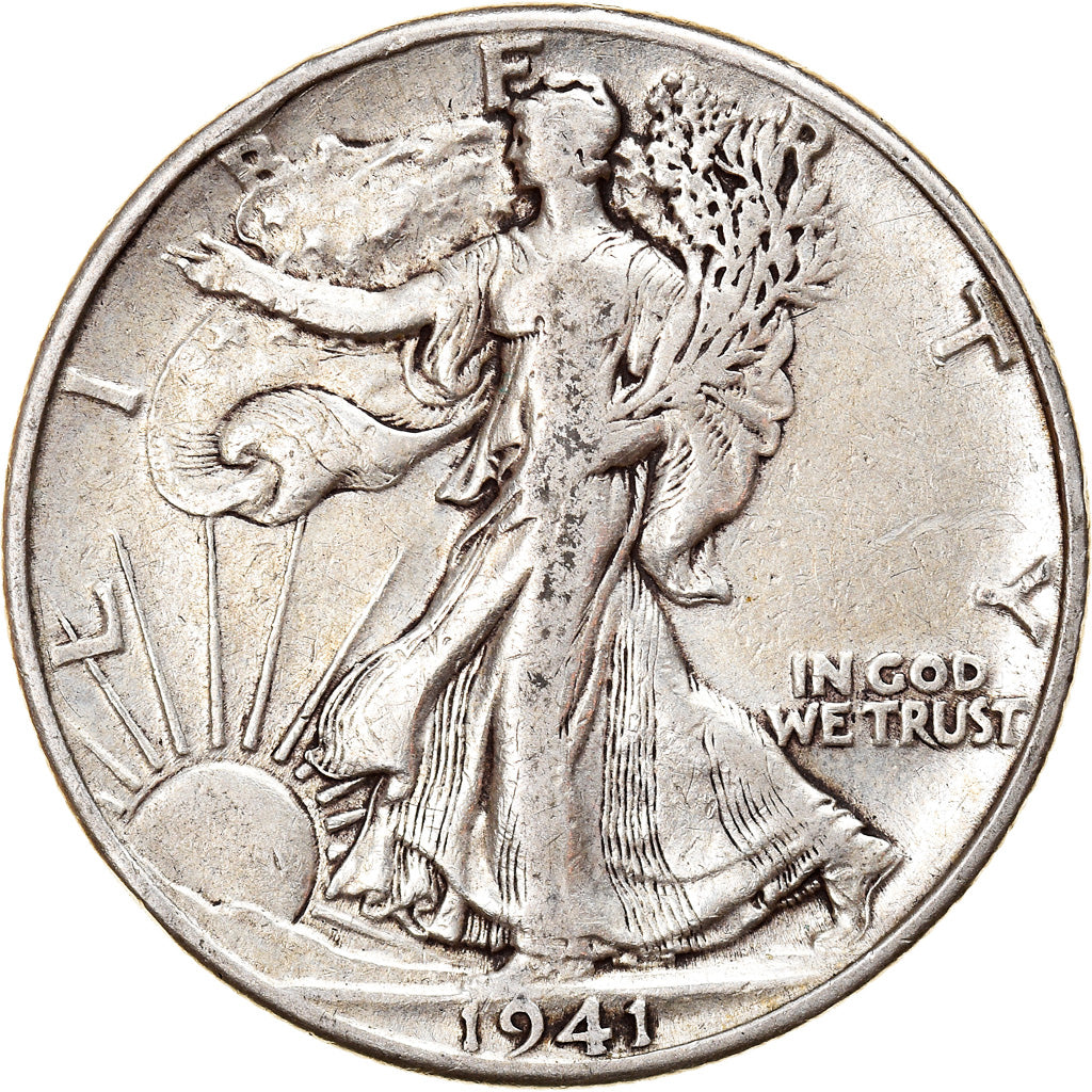 Coin, United States, Walking Liberty Half Dollar, Half Dollar, 1941, U.S. Mint