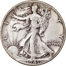 Coin, United States, Walking Liberty Half Dollar, Half Dollar, 1941, U.S. Mint