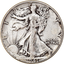 Coin, United States, Walking Liberty Half Dollar, Half Dollar, 1941, U.S. Mint
