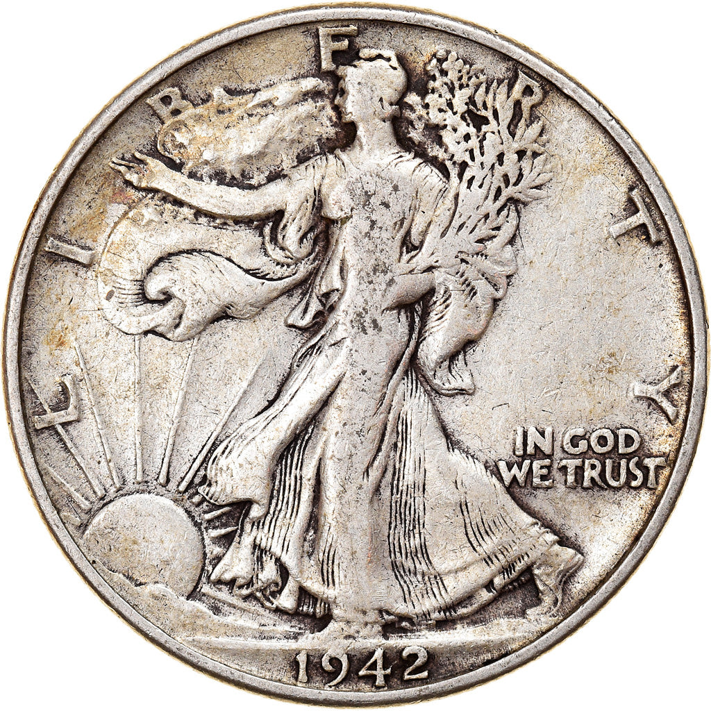 Coin, United States, Walking Liberty Half Dollar, Half Dollar, 1942, U.S. Mint