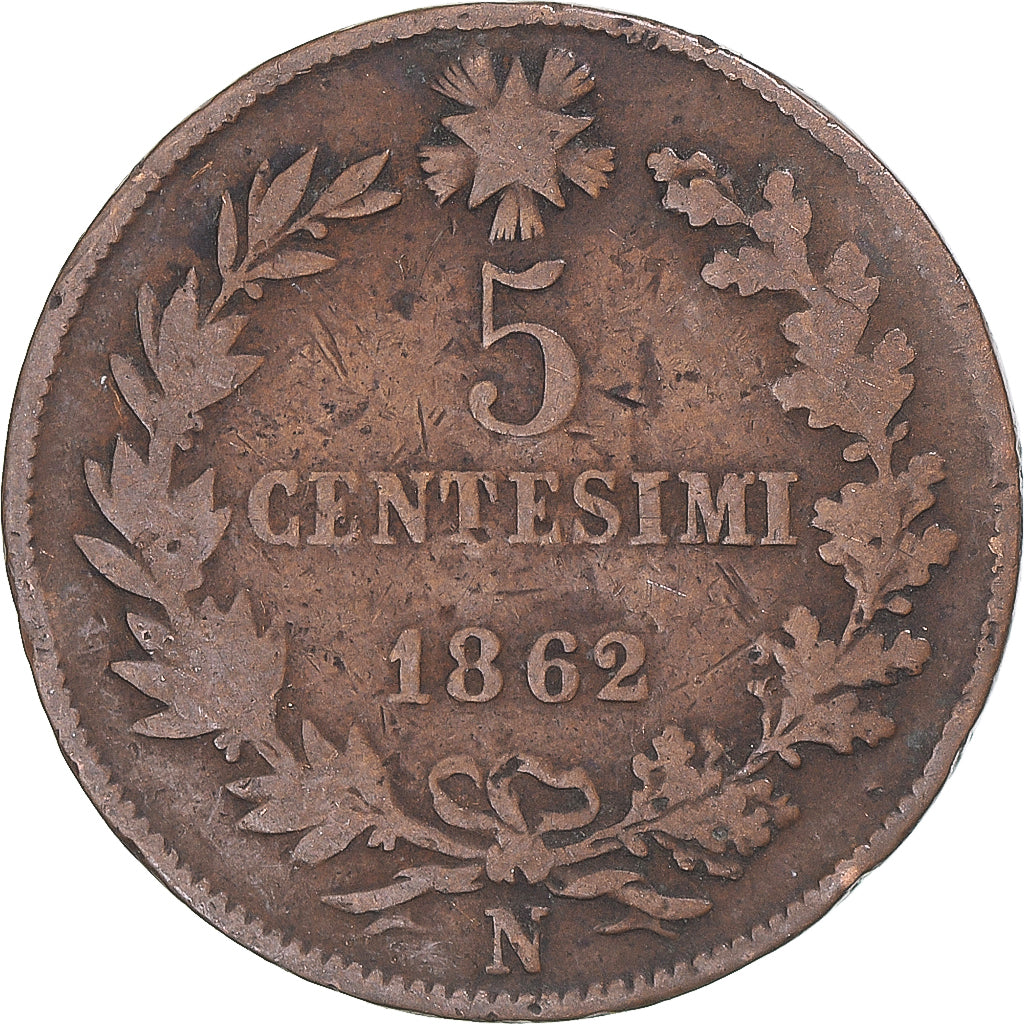 Moneda, Italia, 5 Centesimi, 1862