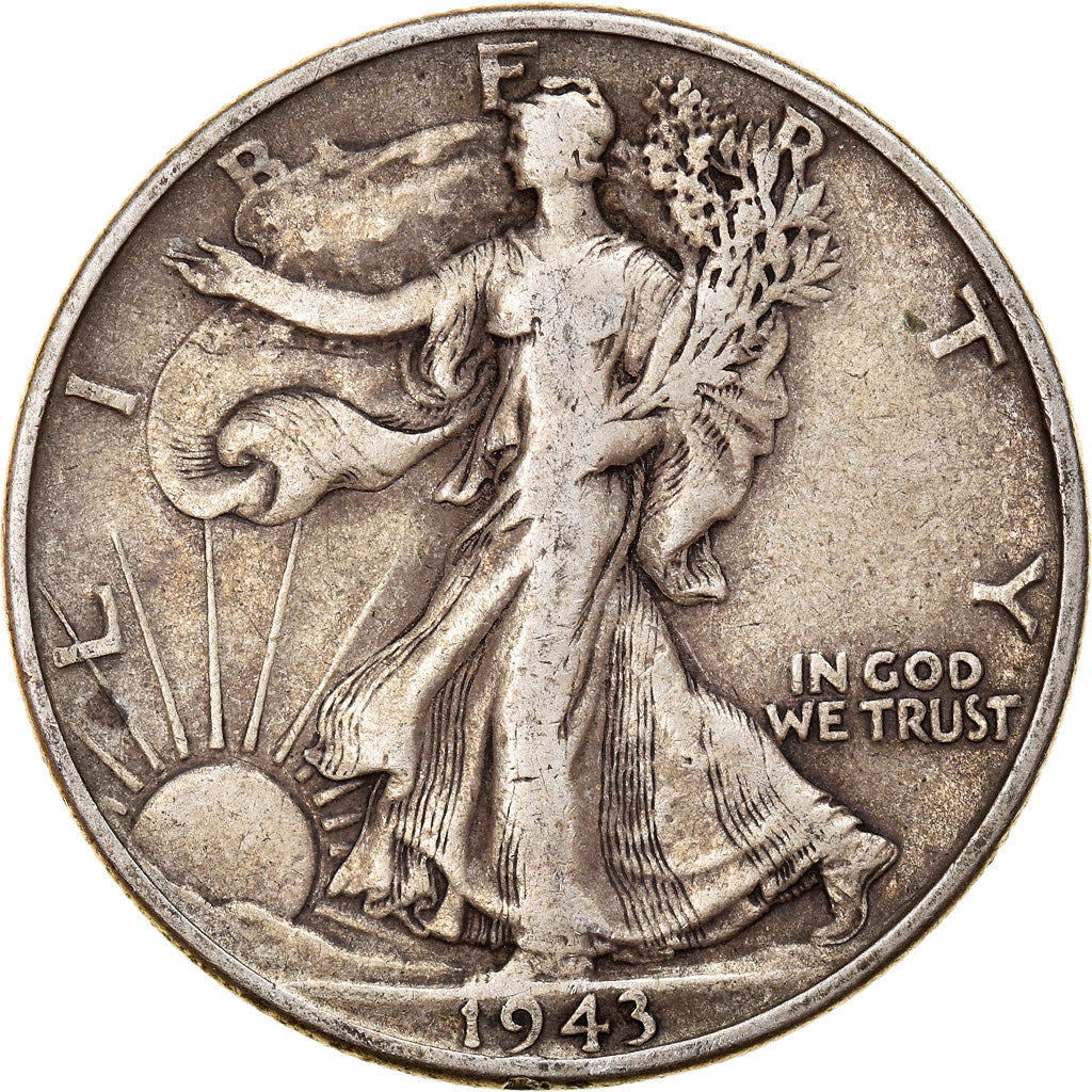 Coin, United States, Walking Liberty Half Dollar, Half Dollar, 1943, U.S. Mint