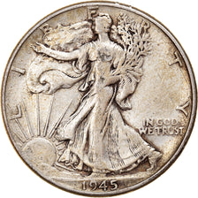 Coin, United States, Walking Liberty Half Dollar, Half Dollar, 1945, U.S. Mint