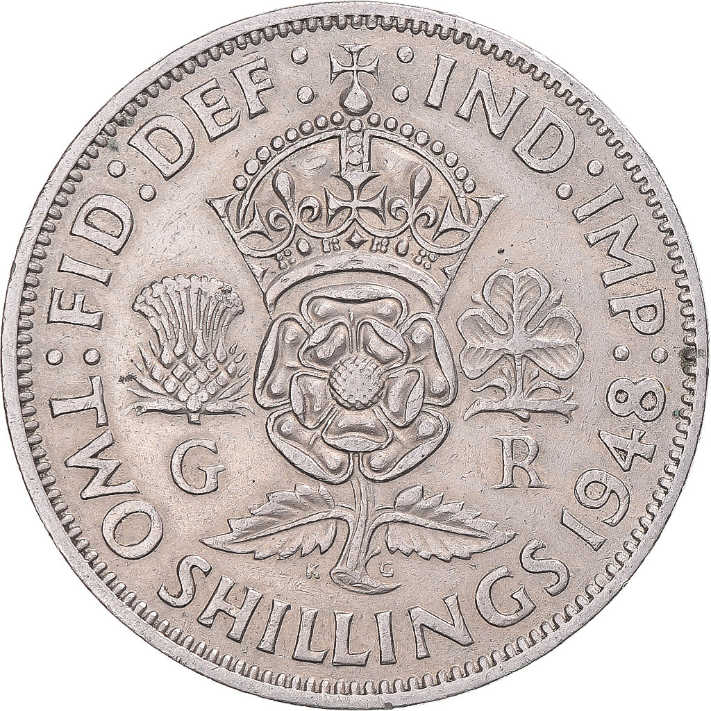 Monnaie, Grande-Bretagne, Florin, Two Shillings, 1948