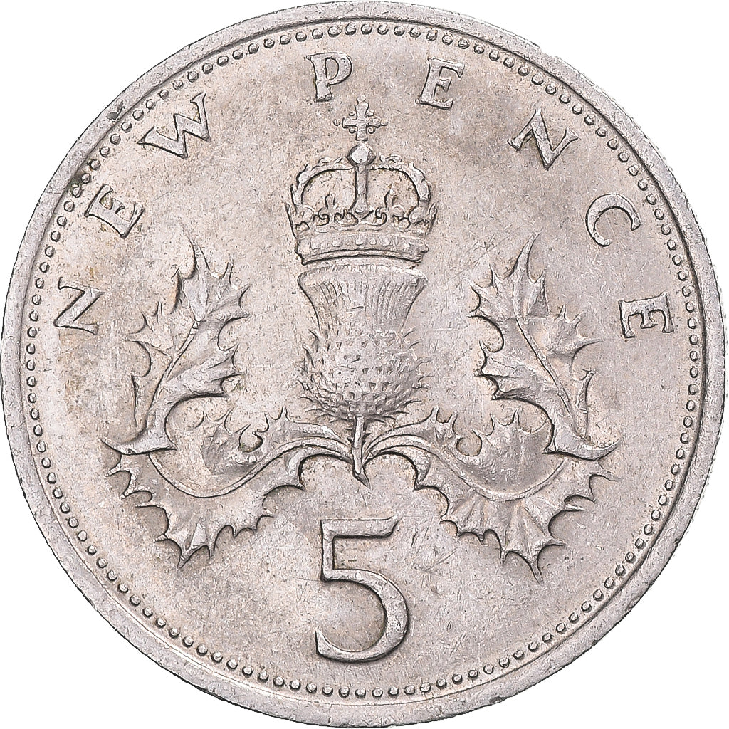 Coin, Great Britain, 5 New Pence, 1970