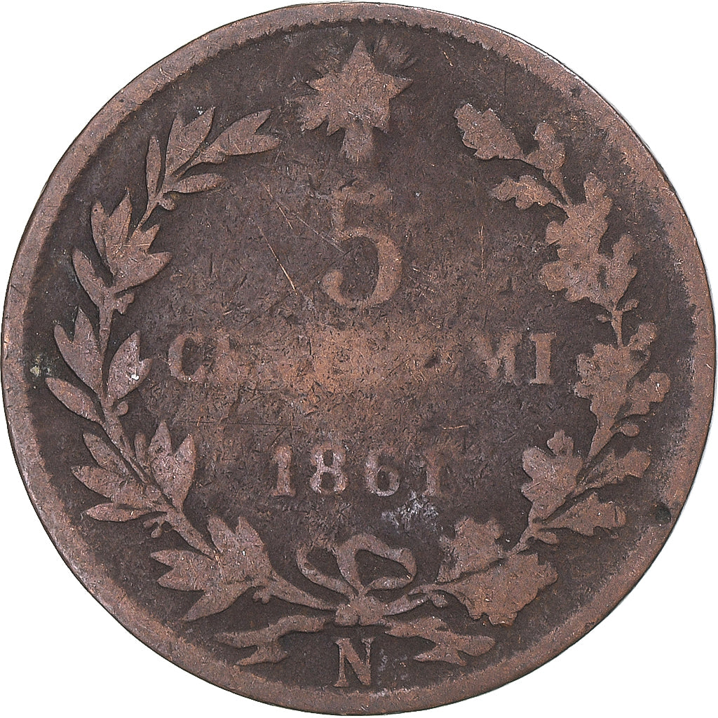 Münze, Italien, 5 Centesimi, 1861