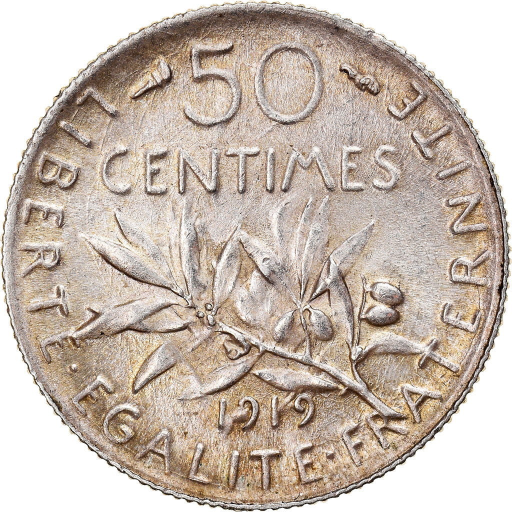 Münze, Frankreich, Semeuse, 50 Centimes, 1919, Paris, VZ, Silber, KM:854
