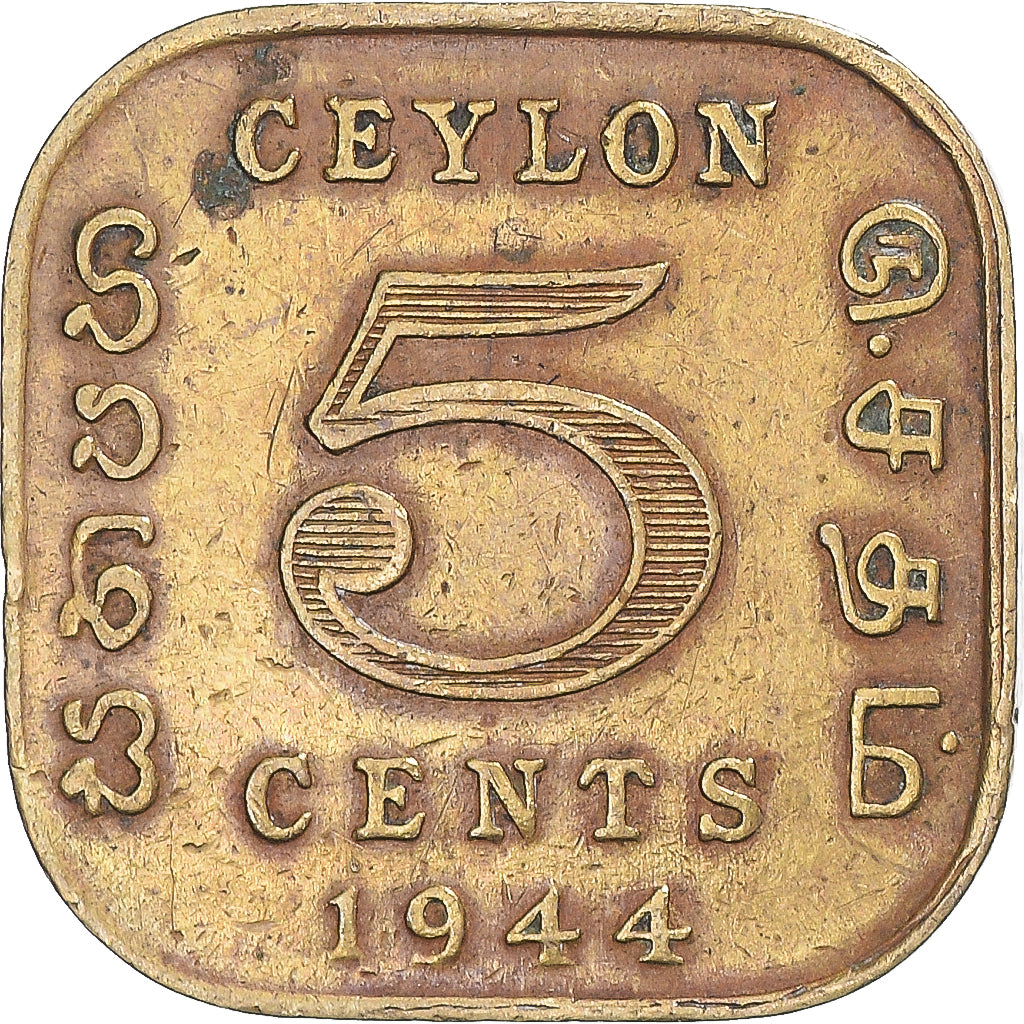 Moneda, Ceilán, 5 Cents, 1944