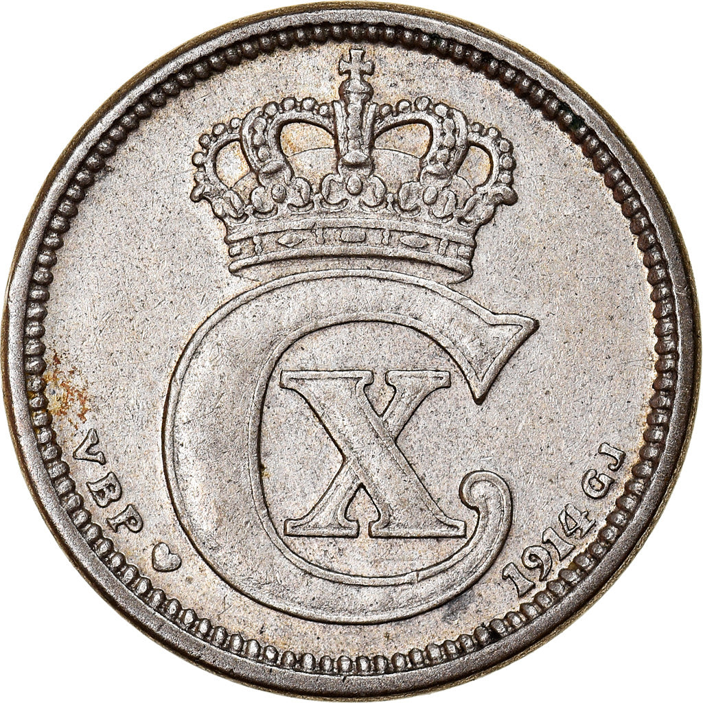 Coin, Denmark, Christian X, 10 Öre, 1914, Copenhagen, EF(40-45), Silver