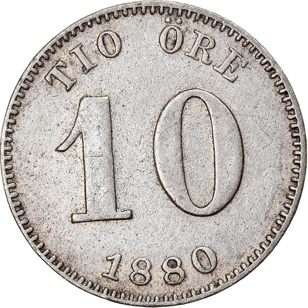 Coin, Sweden, Oscar II, 10 Öre, 1880, Eskilstuna, EF(40-45), Silver, KM:755