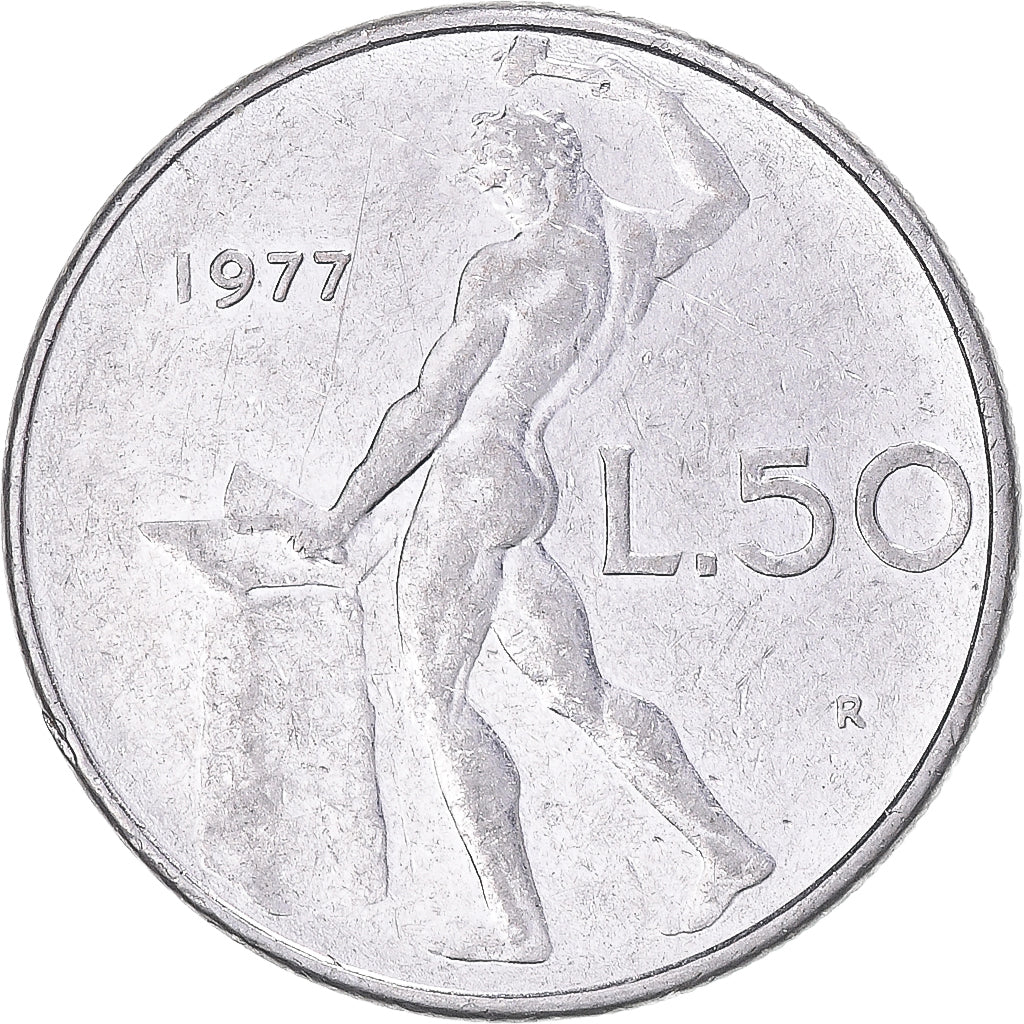 Münze, Italien, 50 Lire, 1977
