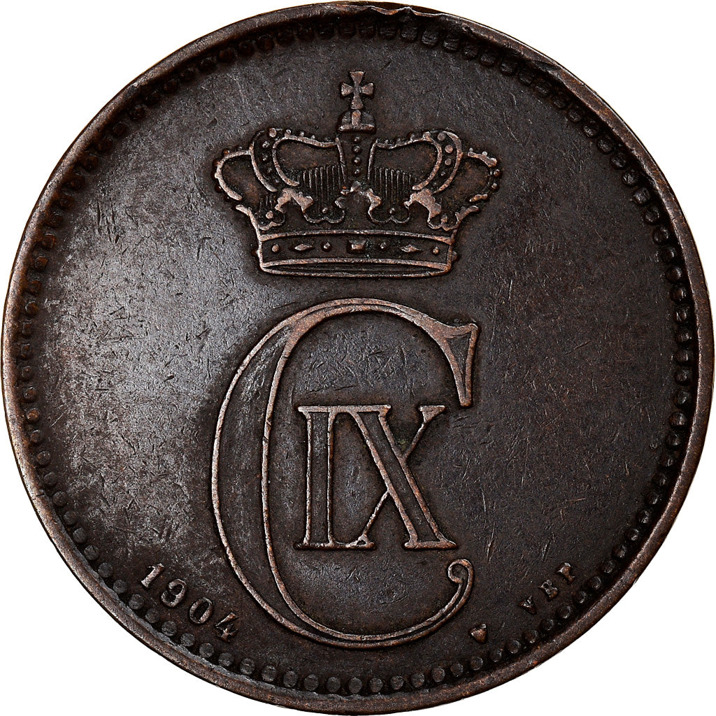 Coin, Denmark, Christian IX, 5 Öre, 1904, Copenhagen, EF(40-45), Bronze