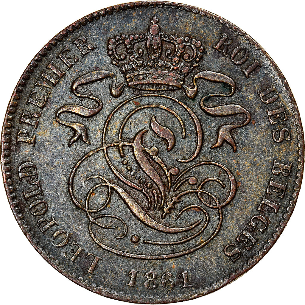 Coin, Belgium, Leopold I, 2 Centimes, 1861, Brussels, EF(40-45), Copper, KM:4.2