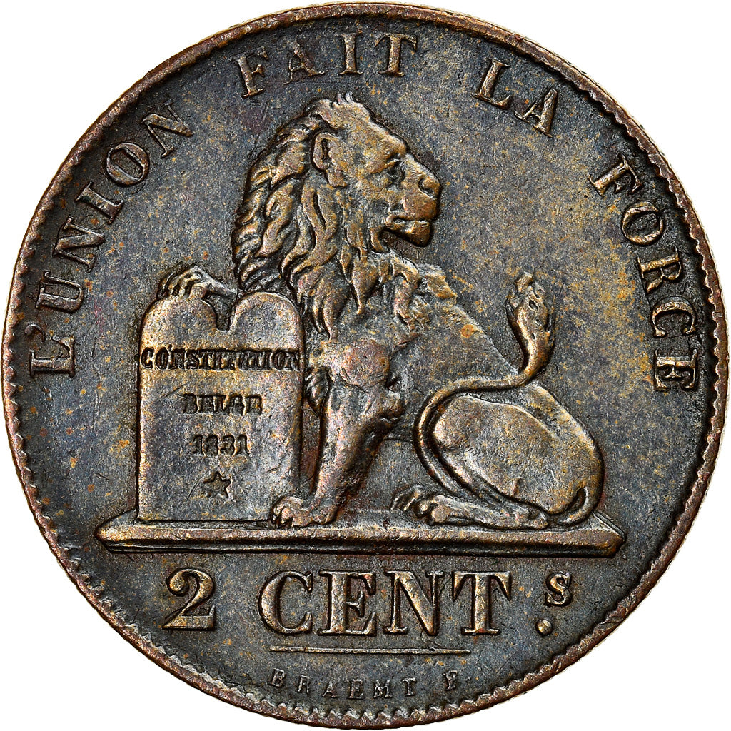 Coin, Belgium, Leopold I, 2 Centimes, 1861, Brussels, EF(40-45), Copper, KM:4.2