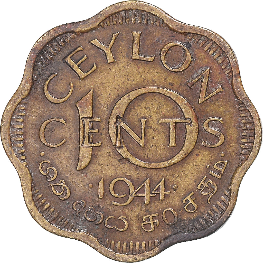 Munten, Ceylon, 10 Cents, 1944