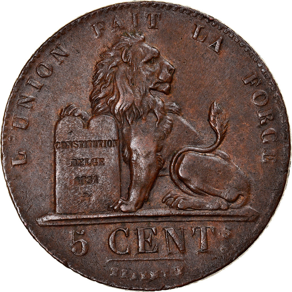 Moneta, Belgio, Leopold I, 5 Centimes, 1833, Brussels, BB, Rame, KM:5.1