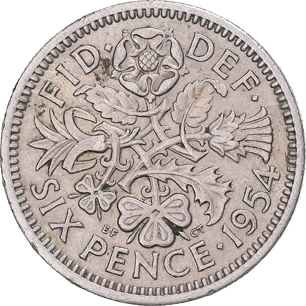 Coin, Great Britain, 6 Pence, 1954