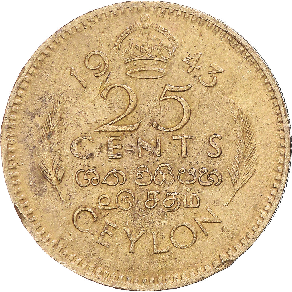 Munten, Ceylon, 25 Cents, 1943