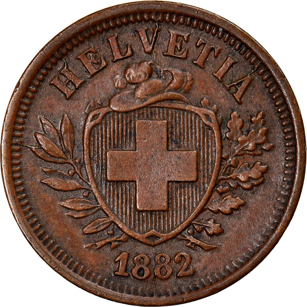 Coin, Switzerland, Rappen, 1882, Bern, EF(40-45), Bronze, KM:3.1